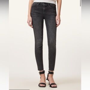 Women’s All Saints MILLER PUSH UP SKINNY FIT DENIM JEANS Black size 31.